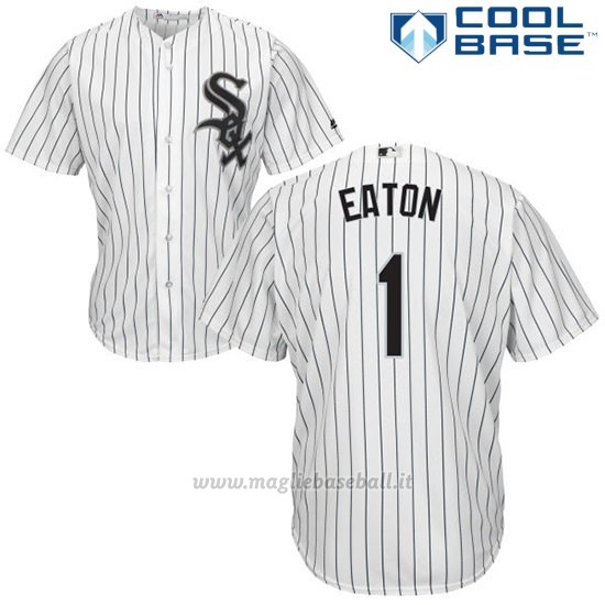 Maglia Baseball Uomo Chicago White Sox 1 Adam Eaton Bianco Autentico Collezione Cool Base